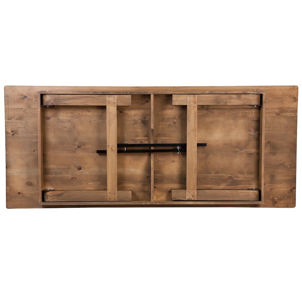 8' x 40'' Antique Rustic Folding Farm Table and Four 40.25"L Bench Set