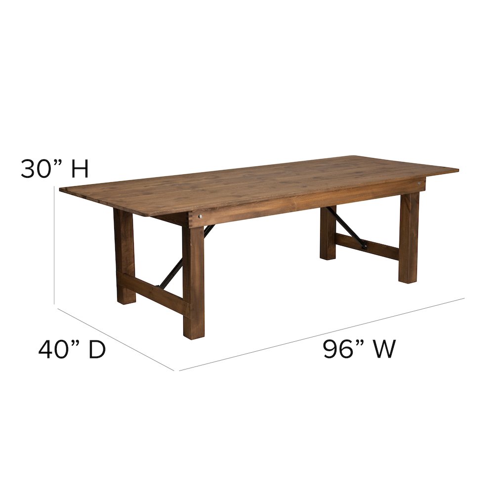8' x 40'' Antique Rustic Folding Farm Table and Four 40.25"L Bench Set