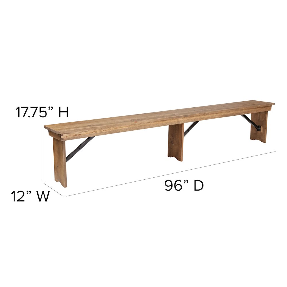 8' x 40'' Antique Rustic Folding Farm Table and Four Bench Set