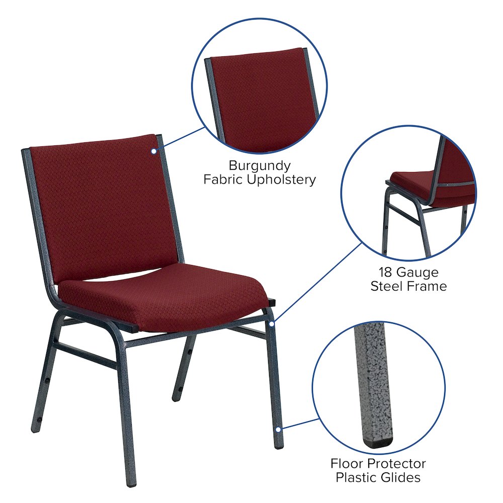 Heavy Duty Burgundy Patterned Fabric Stack Chair