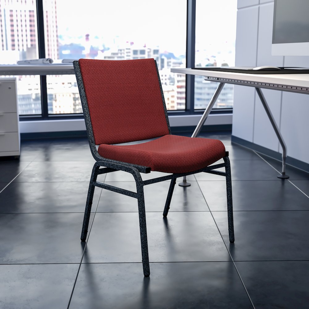 Heavy Duty Burgundy Patterned Fabric Stack Chair