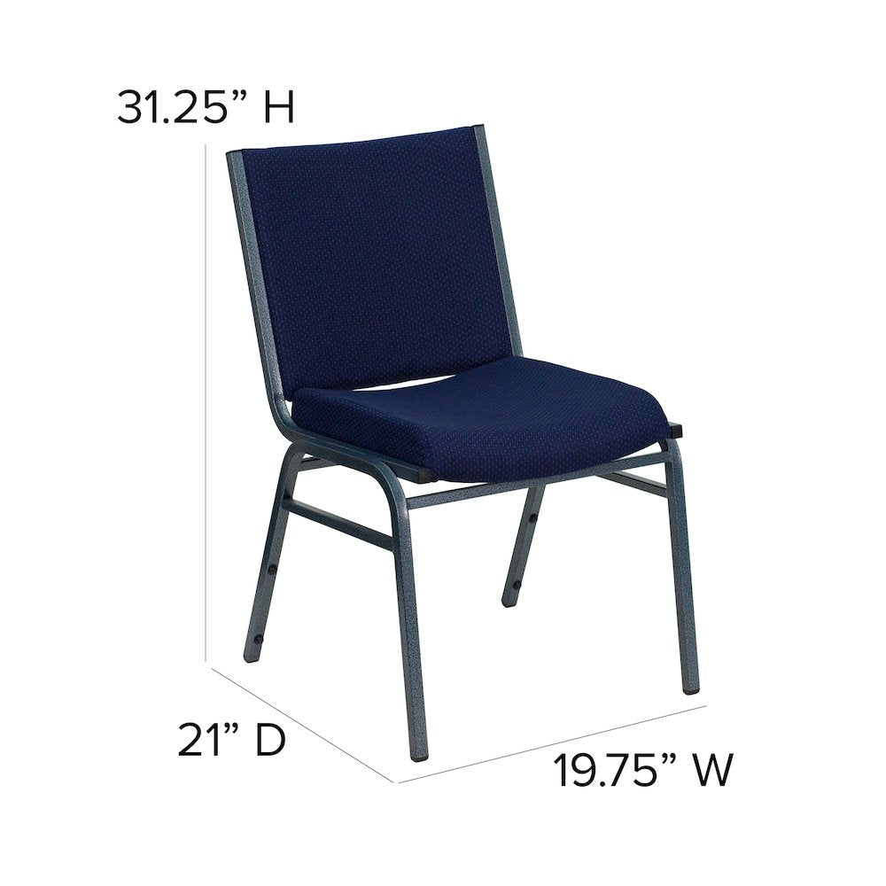 Heavy Duty Navy Blue Dot Fabric Stack Chair