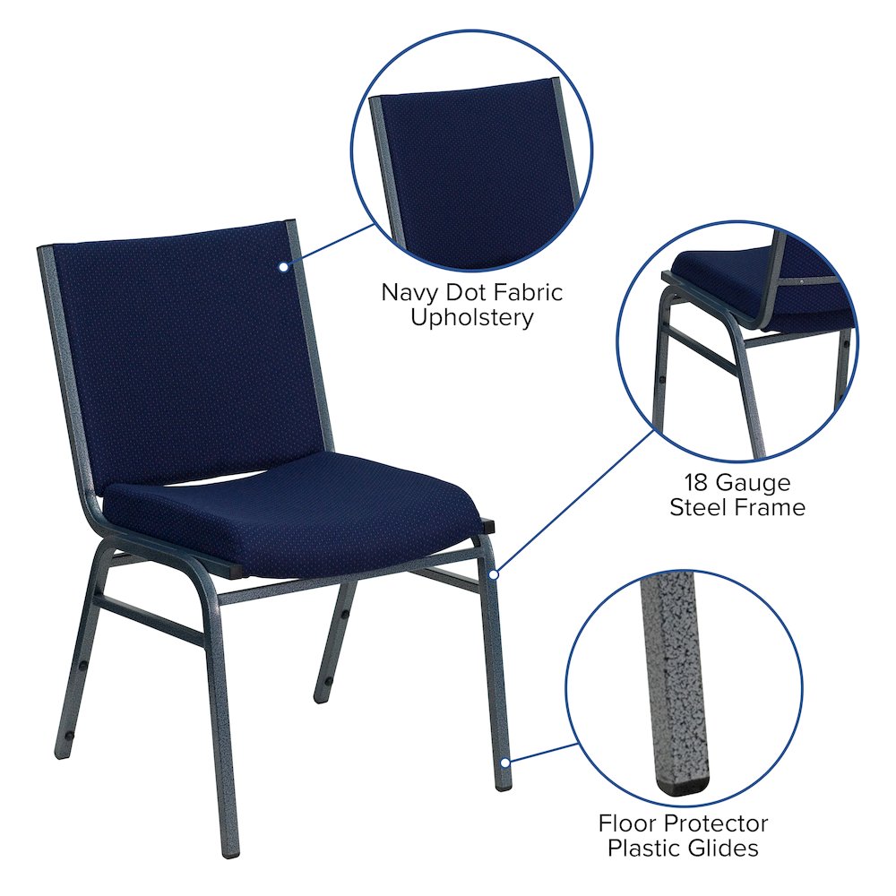 Heavy Duty Navy Blue Dot Fabric Stack Chair