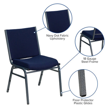 Heavy Duty Navy Blue Dot Fabric Stack Chair