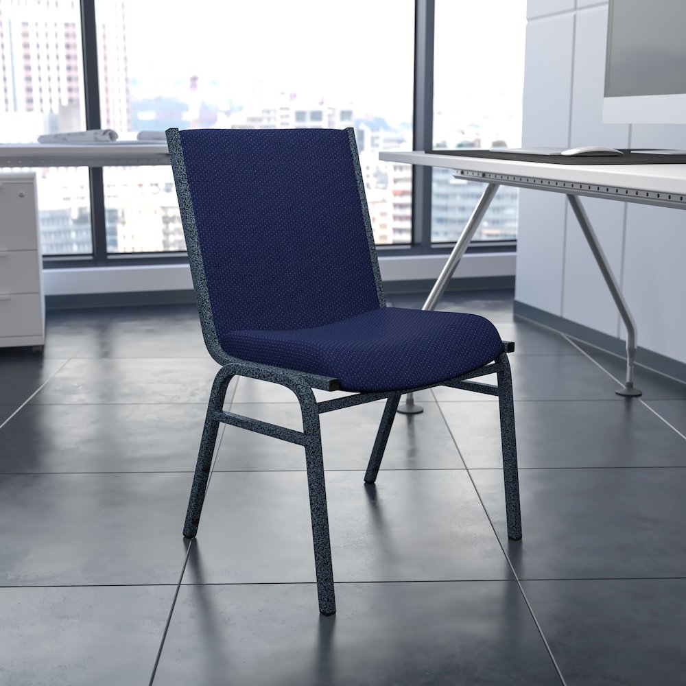 Heavy Duty Navy Blue Dot Fabric Stack Chair