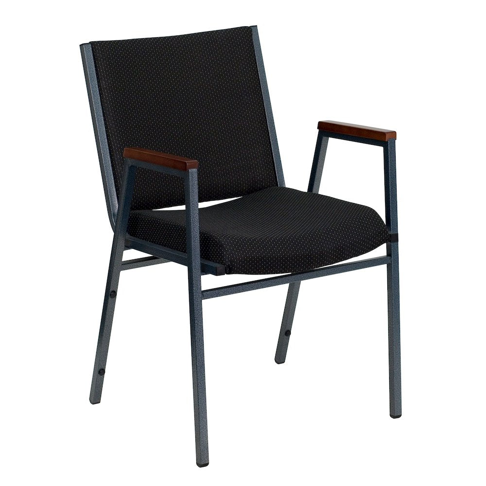 Heavy Duty Black Dot Fabric Stack Chair with Arms