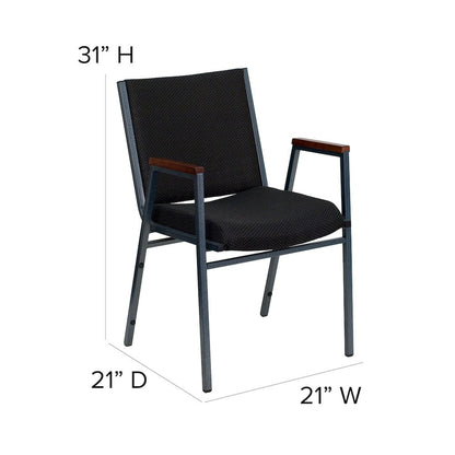 Heavy Duty Black Dot Fabric Stack Chair with Arms