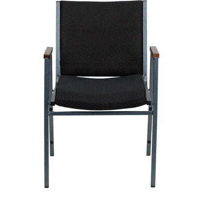 Heavy Duty Black Dot Fabric Stack Chair with Arms