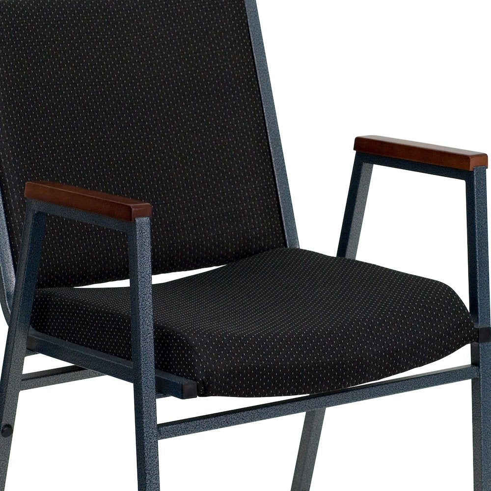 Heavy Duty Black Dot Fabric Stack Chair with Arms