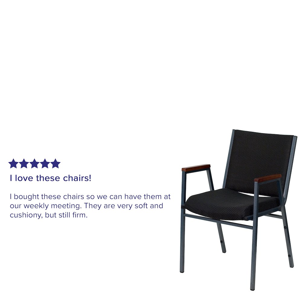 Heavy Duty Black Dot Fabric Stack Chair with Arms
