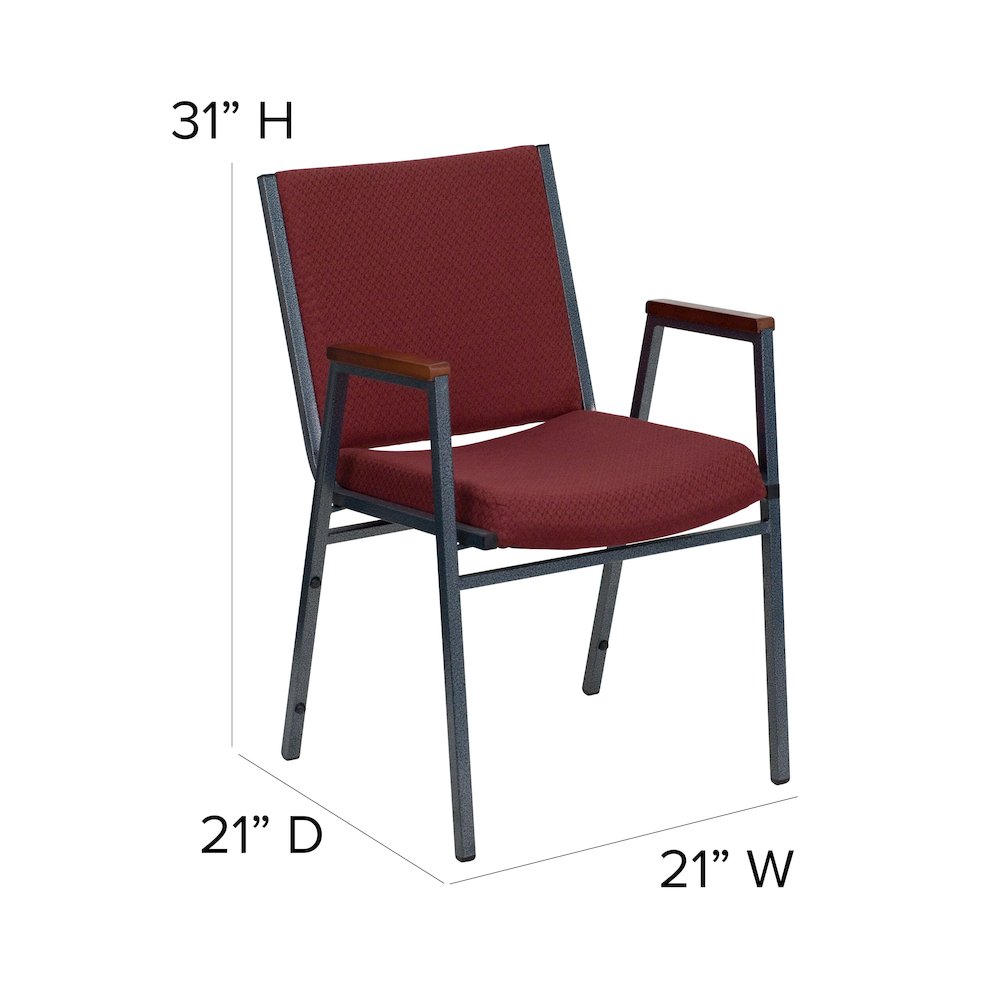 Heavy Duty Burgundy Patterned Fabric Stack Chair with Arms