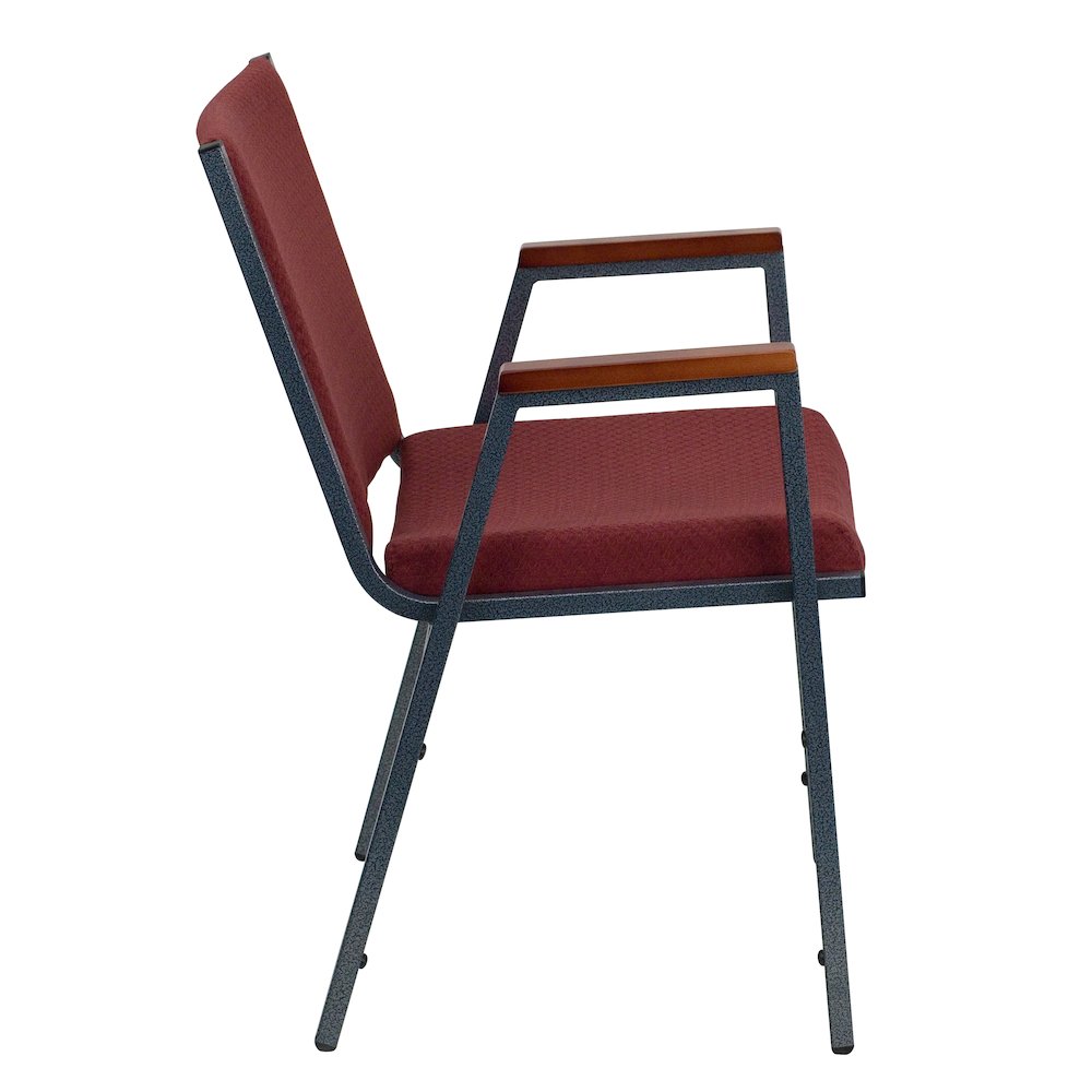 Heavy Duty Burgundy Patterned Fabric Stack Chair with Arms