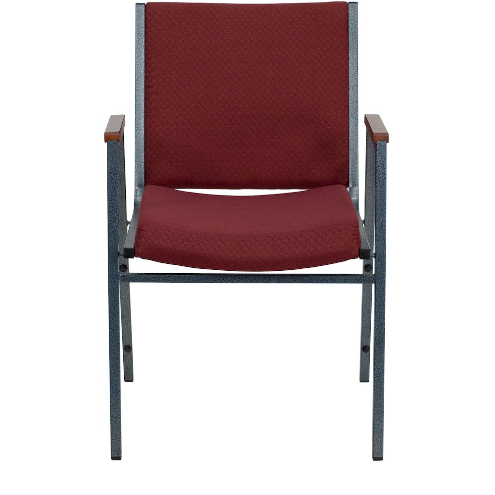 Heavy Duty Burgundy Patterned Fabric Stack Chair with Arms