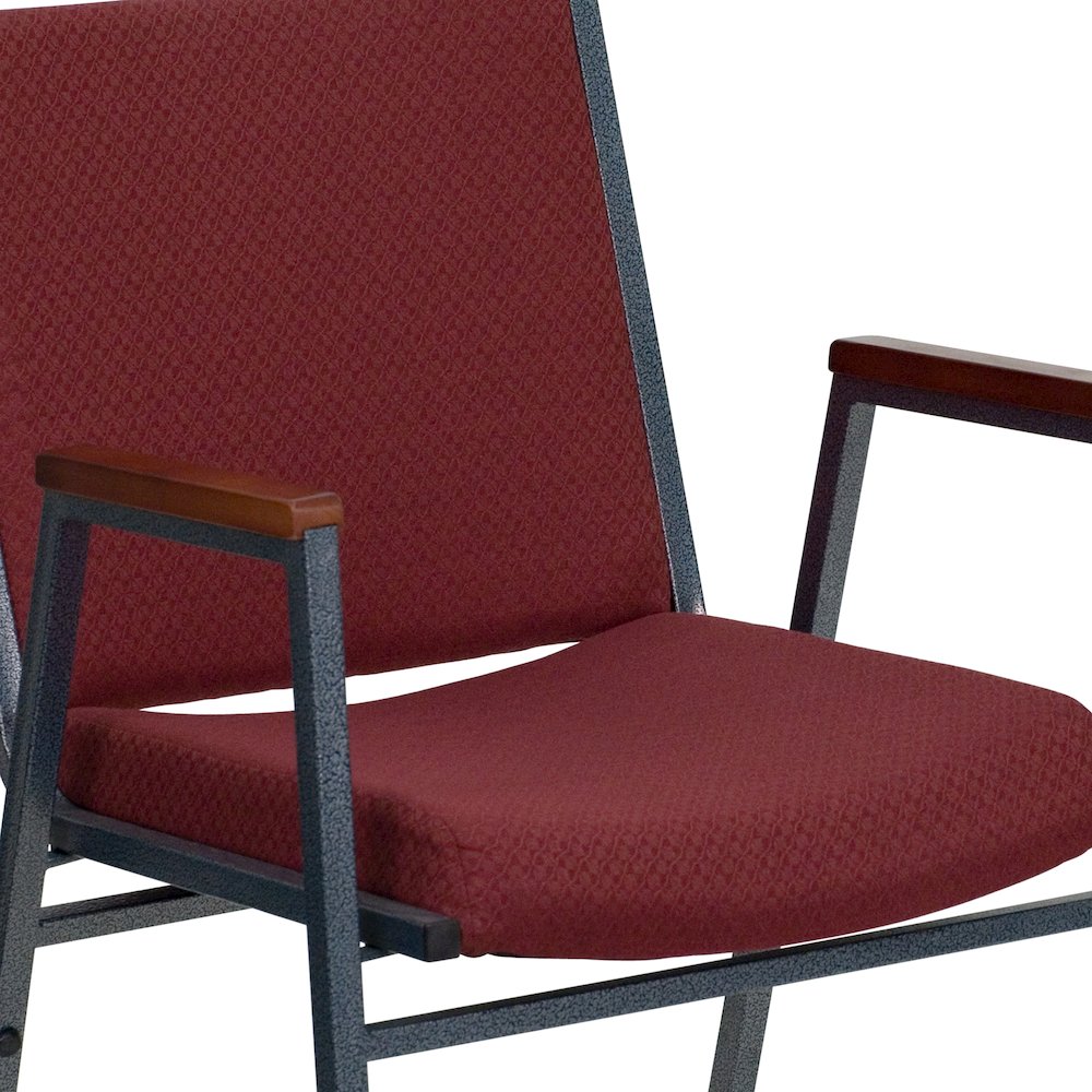 Heavy Duty Burgundy Patterned Fabric Stack Chair with Arms