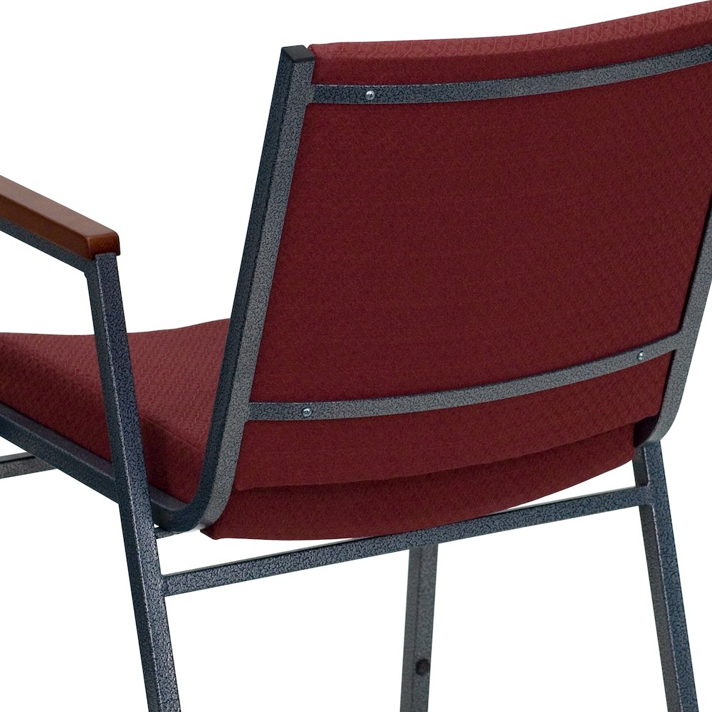 Heavy Duty Burgundy Patterned Fabric Stack Chair with Arms