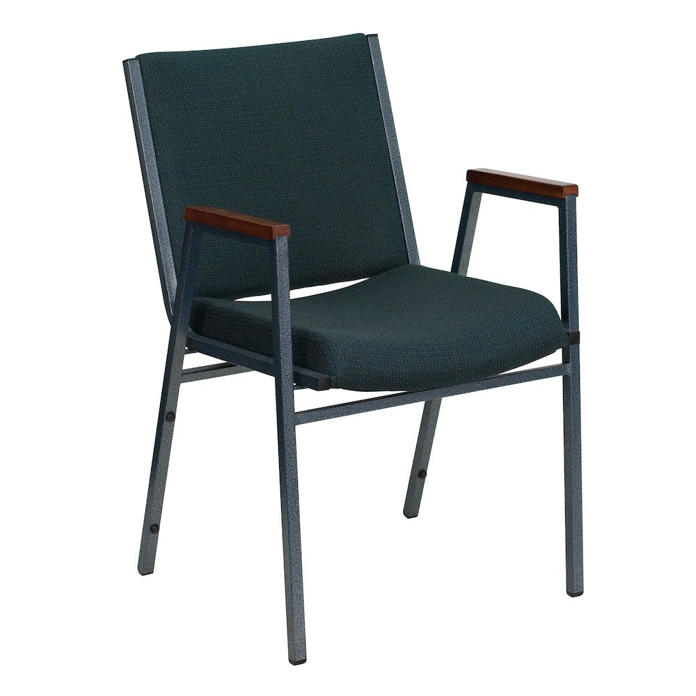 Heavy Duty Green Patterned Fabric Stack Chair with Arms