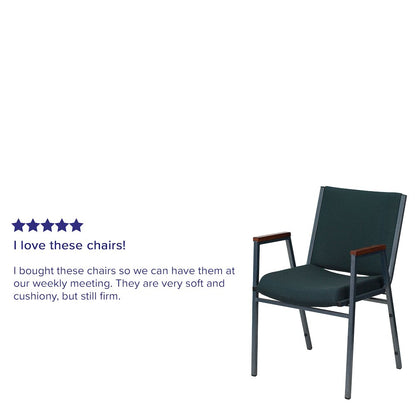 Heavy Duty Green Patterned Fabric Stack Chair with Arms