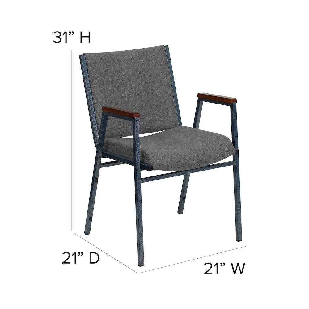 Heavy Duty Gray Fabric Stack Chair with Arms