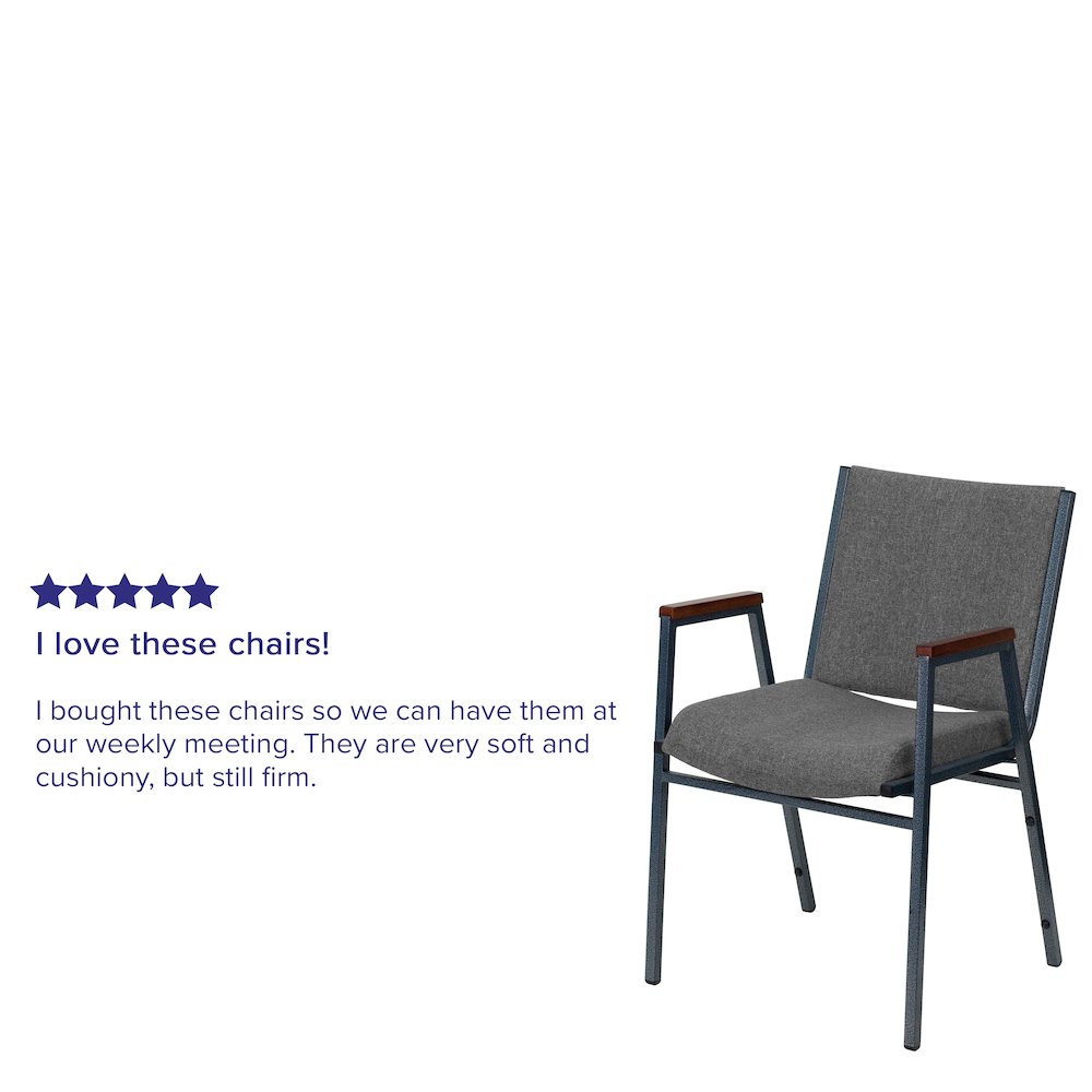 Heavy Duty Gray Fabric Stack Chair with Arms