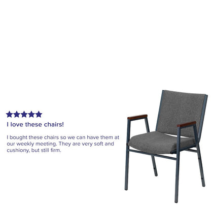 Heavy Duty Gray Fabric Stack Chair with Arms