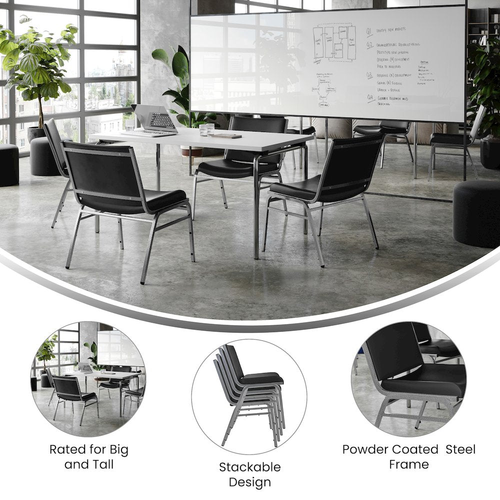 HERCULES Big & Tall 1000 lb. Rated Black Vinyl Stack Chair