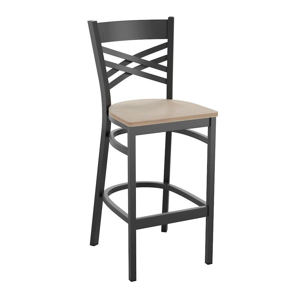 Back Metal Restaurant Barstool - Antique White Wood Seat
