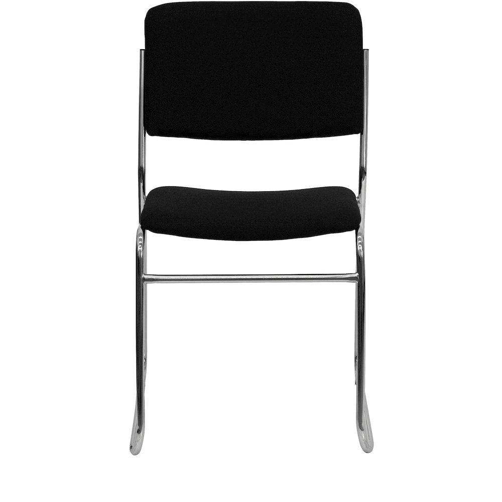 500 lb. Capacity Black Fabric High Density Stacking Chair with Chrome Sled Base