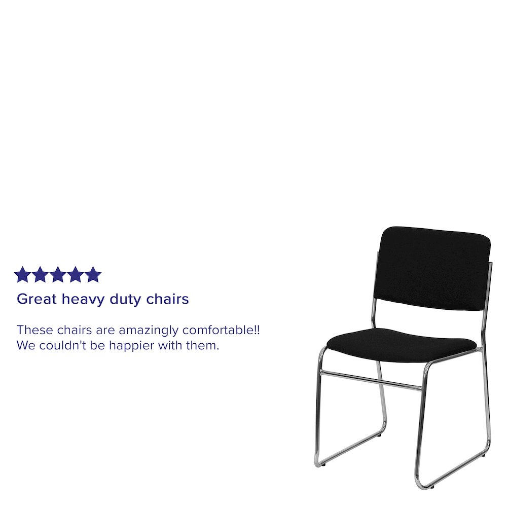 500 lb. Capacity Black Fabric High Density Stacking Chair with Chrome Sled Base