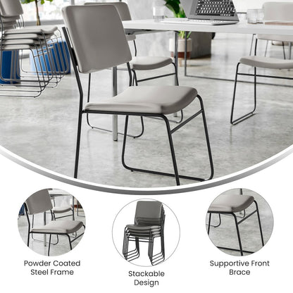 HERCULES 500 lb. Capacity High Density Gray Vinyl Stacking Chair with Sled Base