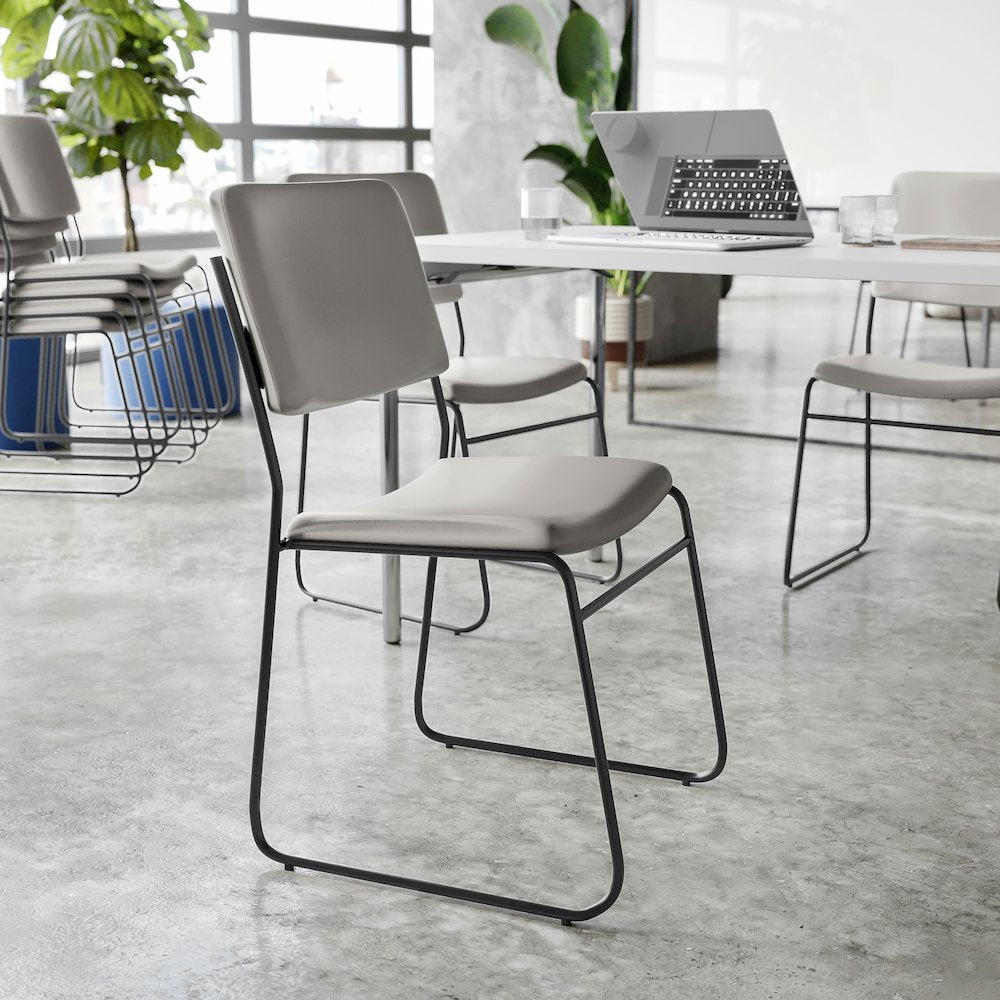 HERCULES 500 lb. Capacity High Density Gray Vinyl Stacking Chair with Sled Base