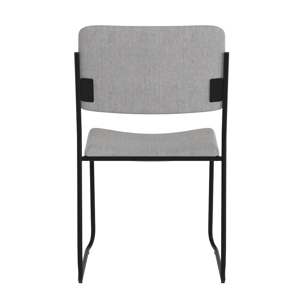 500 lb. Capacity High Density Gray Fabric Stacking Chair with Sled Base