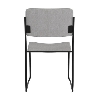500 lb. Capacity High Density Gray Fabric Stacking Chair with Sled Base