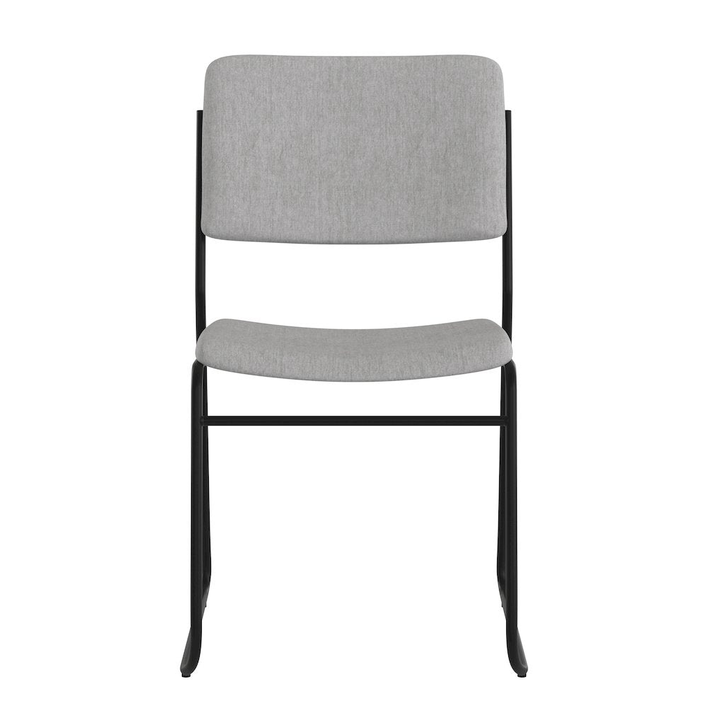 500 lb. Capacity High Density Gray Fabric Stacking Chair with Sled Base