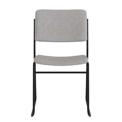 500 lb. Capacity High Density Gray Fabric Stacking Chair with Sled Base