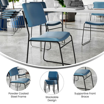 HERCULES 500 lb. Capacity High Density Navy Vinyl Stacking Chair with Sled Base