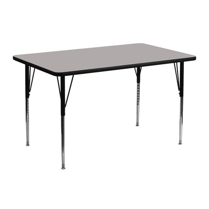 24''W x 48''L Grey HP Activity Table - Standard Height Adjustable Legs