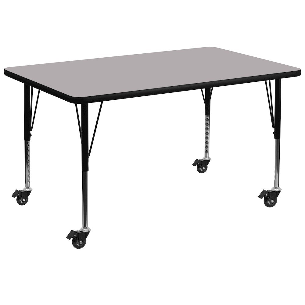 Mobile 24''W x 48''L Grey Thermal Activity Table - Height Adjustable Short Legs