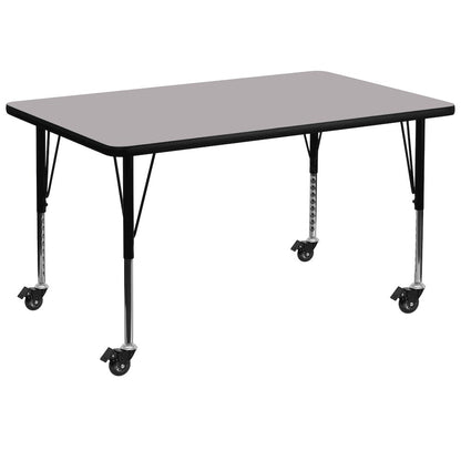 Mobile 24''W x 48''L Grey Thermal Activity Table - Height Adjustable Short Legs