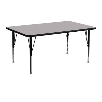 24''W x 48''L Grey Thermal Activity Table - Height Adjustable Short Legs