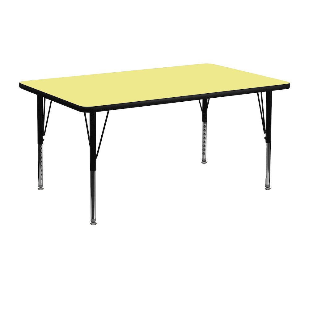 24''W x 48''L Yellow Thermal Activity Table - Height Adjustable Short Legs