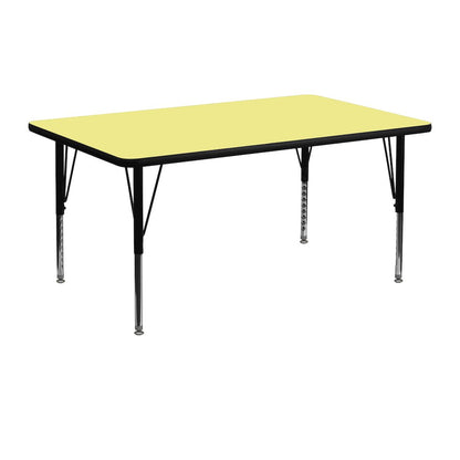 24''W x 48''L Yellow Thermal Activity Table - Height Adjustable Short Legs