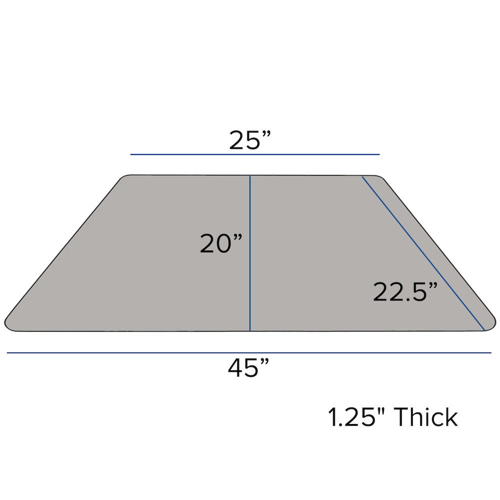 22.5''W x 45''L Trapezoid Grey HP Activity Table - Height Adjustable Short Legs