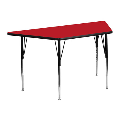 22.5''W x 45''L Trapezoid Red HP Activity Table - Standard Height Legs