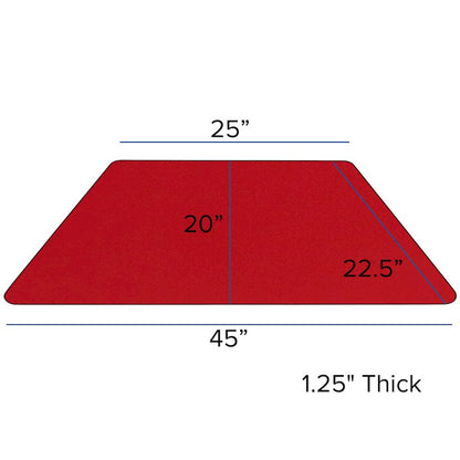 22.5''W x 45''L Trapezoid Red HP Activity Table - Height Adjustable Short Legs