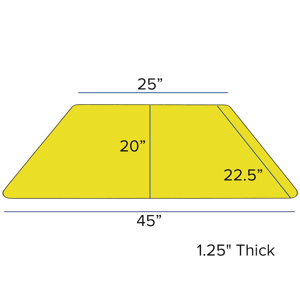 22.5''W x 45''L Trapezoid Yellow HP Activity Table - Standard Height Legs