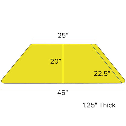 22.5''W x 45''L Trapezoid Yellow HP Activity Table - Standard Height Legs