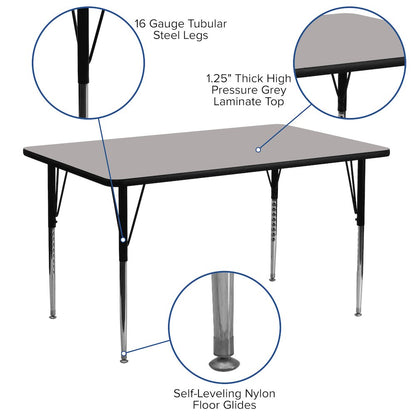 24''W x 60''L Grey HP Activity Table - Standard Height Adjustable Legs