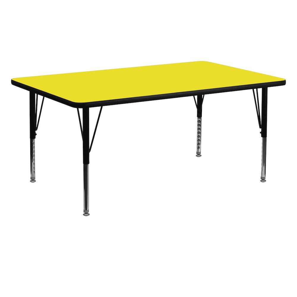 24''W x 60''L Yellow HP Activity Table - Height Adjustable Short Legs