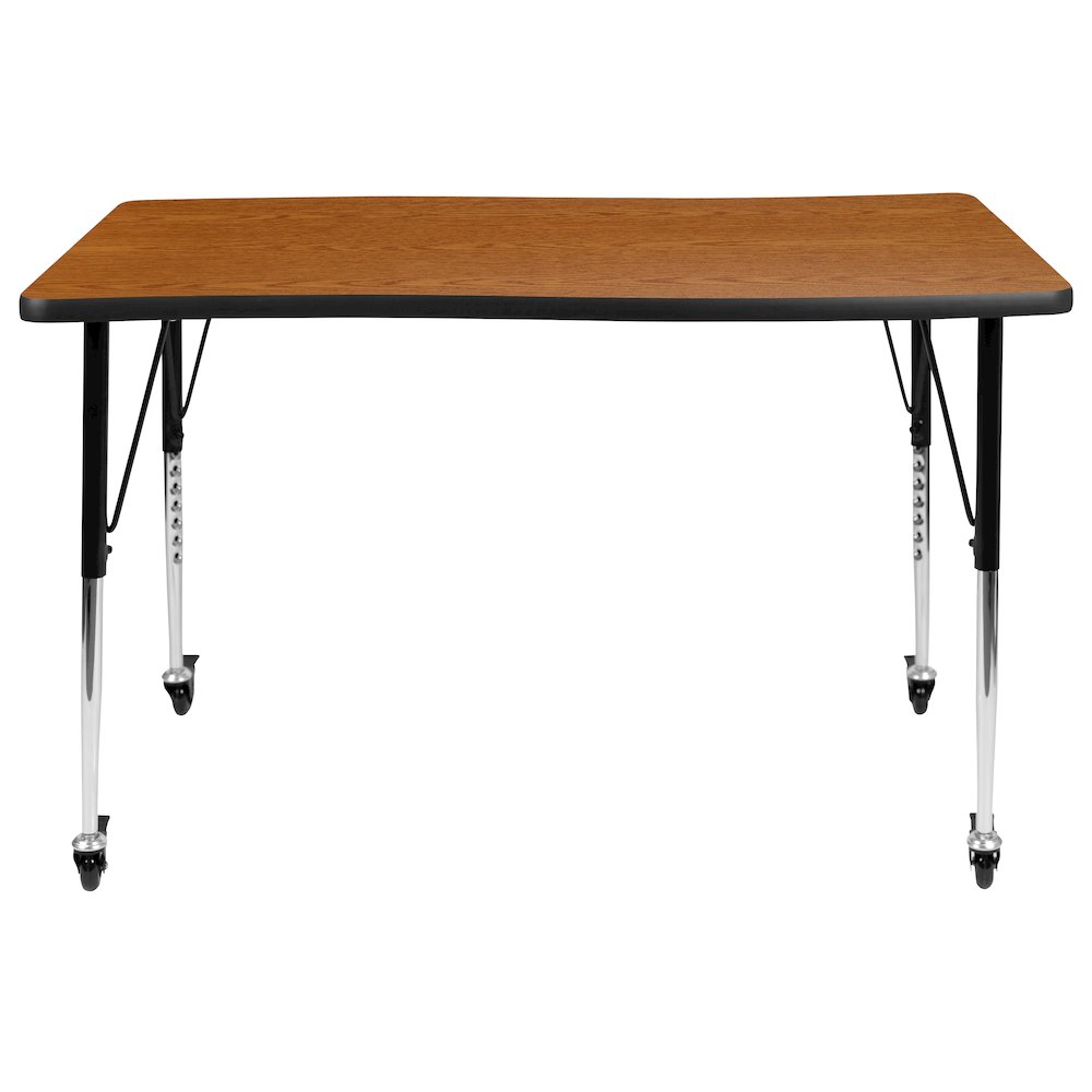 Mobile 28"W x 47.5"L Rectangle Oak Activity Table-Standard Height Adjust Legs