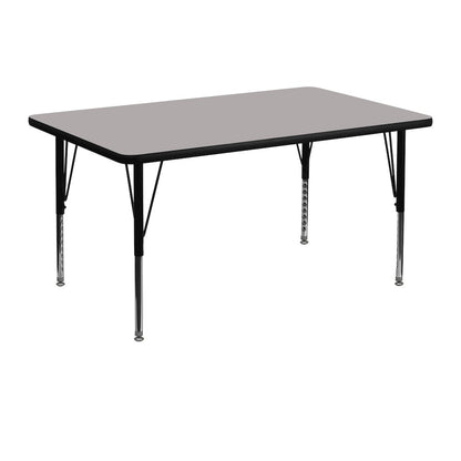30''W x 48''L Rectangular Grey HP Activity Table - Height Adjustable Short Legs